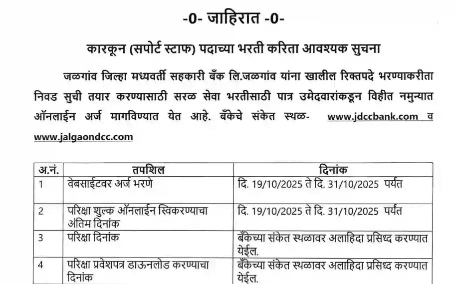 jalgaon dcc bank recruitment